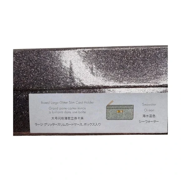 Kate Spade NIB Kenzie Glitter Seawater Wristlet Zip Pouch w/ Box NWT - Picture 12 of 14